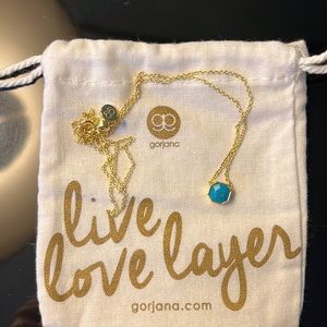 Gorjana Gold Necklace with Blue Stone